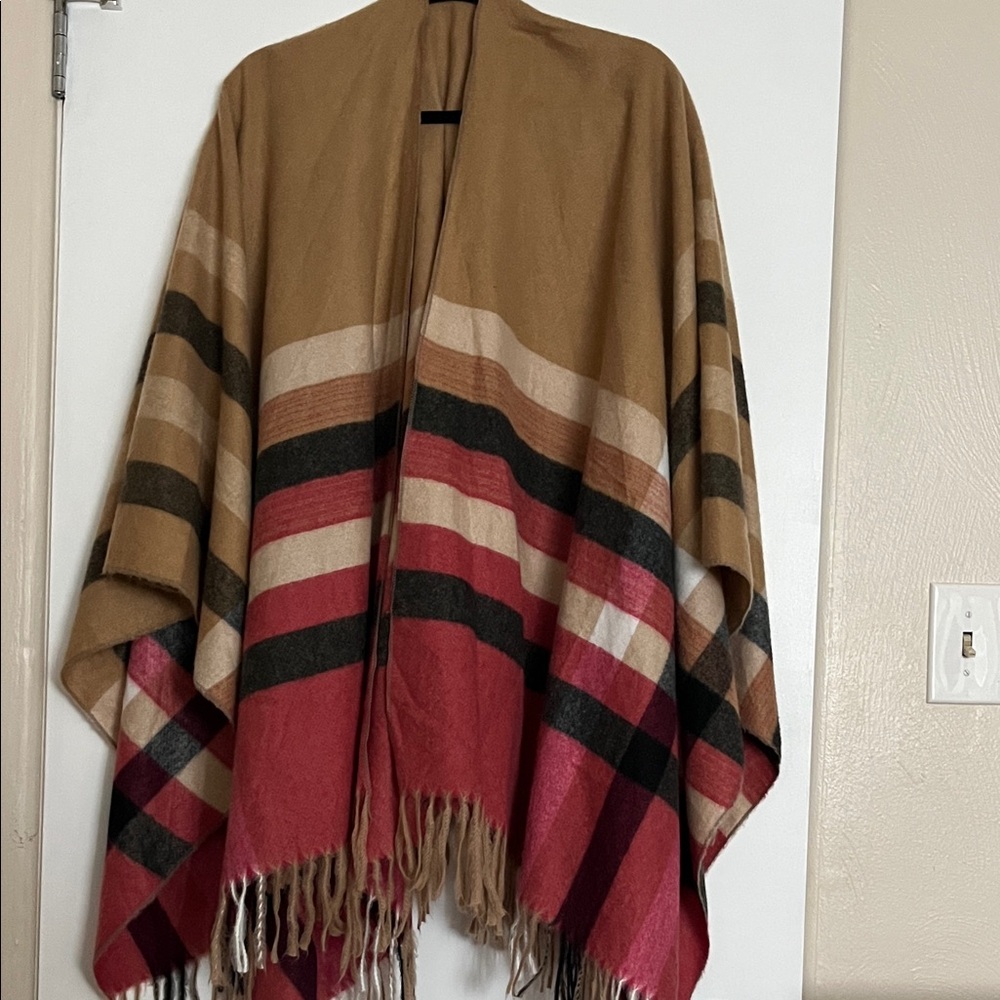 Francesca's Collections Multicolor Striped Poncho